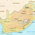 Afrique du Sud : carte physique - crédits : Encyclopædia Universalis France